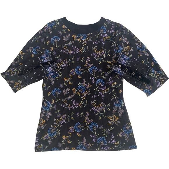Sundance Homestead Bloom Print Thermal Long Sleeve Top Size Petite Medium - Picture 1 of 6
